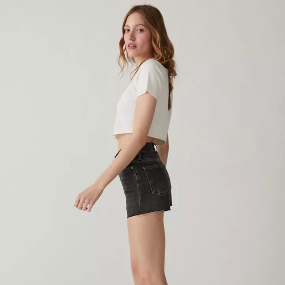 Urban Outfitters BDG black wash girlfriend high rise frayed hems denim shorts - Picture 10 of 12